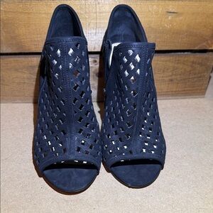 Vince Camuto Black Peep-Toe Ankle Booties